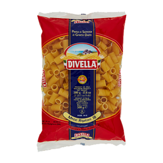 DIVELLA PASTA DI SEMOLA MEZZI RIGATONI N.18 500 GR