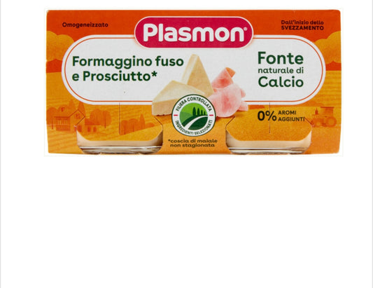 PLASMON OMOGENEIZZATO FORMAGGINO FUSO E PROSCIUTTO 80GR X2