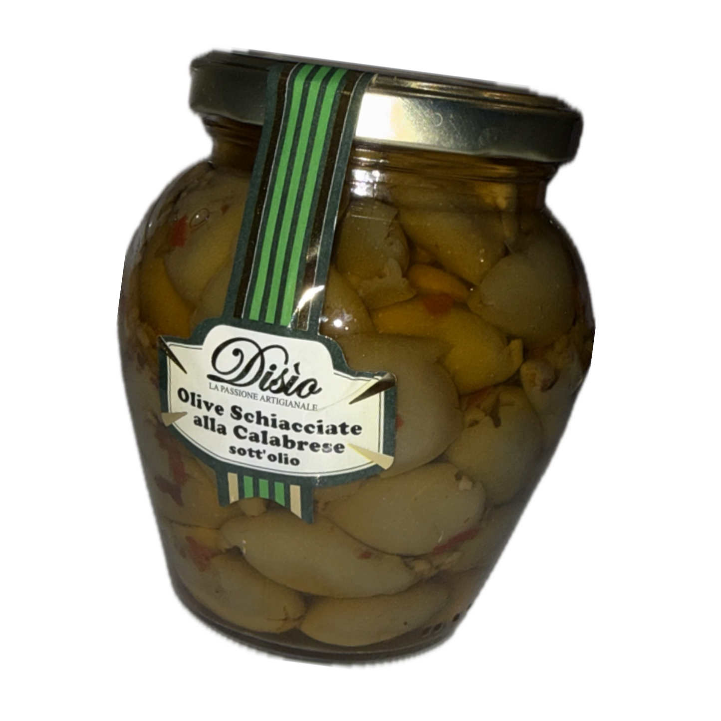 Kalabrische entsteinte zerdrückte grüne Oliven 290g